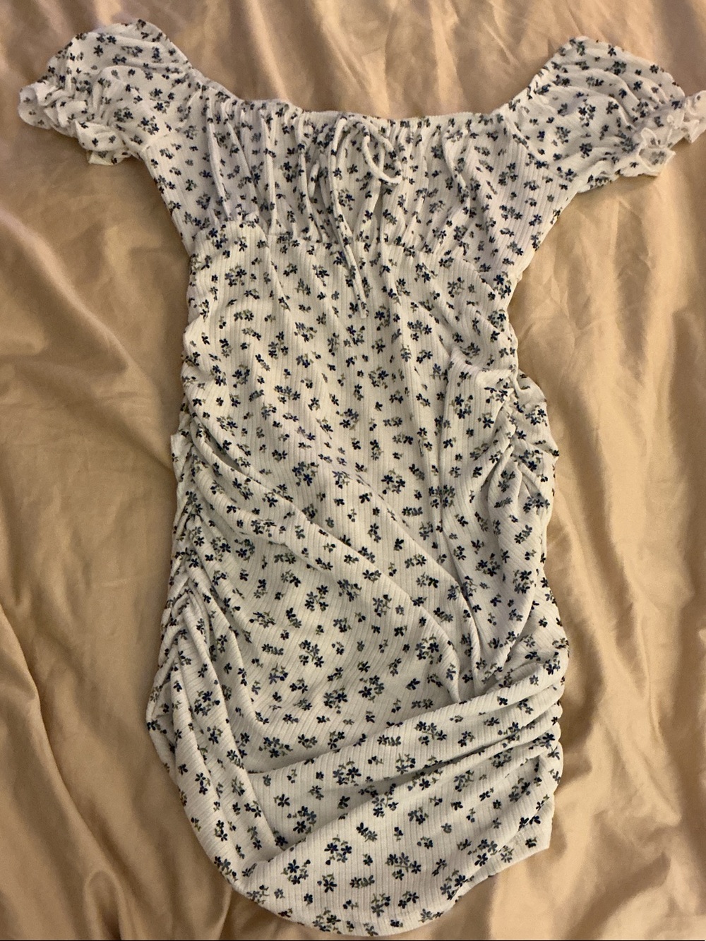 Windsor White Dress with Blue Floral Print